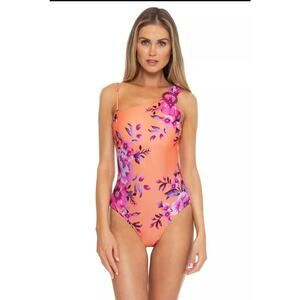Becca By Rebecca Virtue Full Bloom Arabella Asymmetrical One-Piece Size Medium